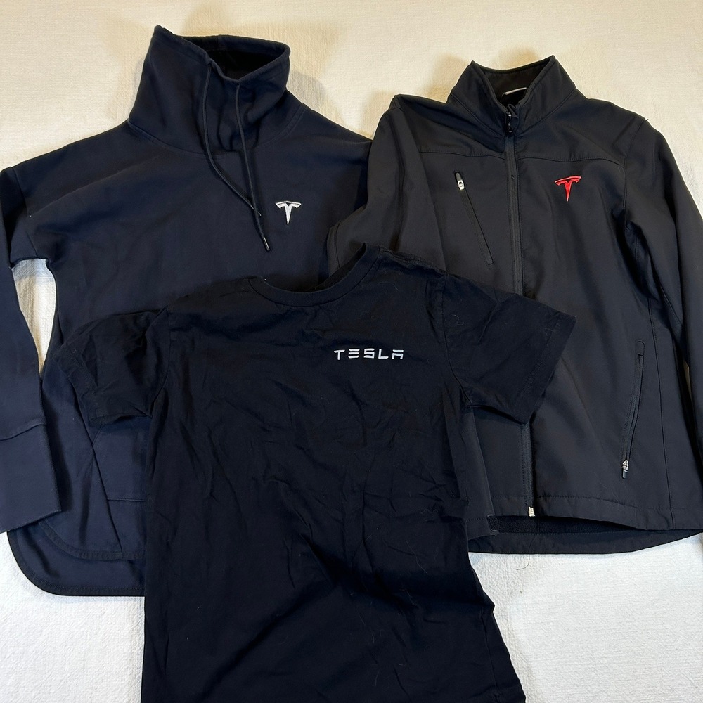 Lot of 3 Tesla Motors Women's Softshell Jacket Black Full Zip Fleece Lined Small